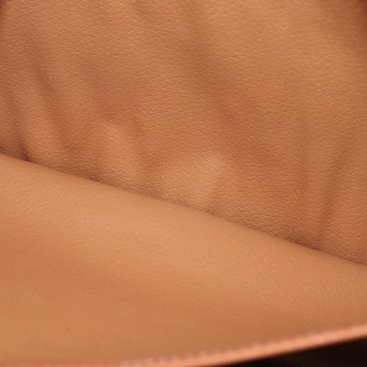CELINE Macadam Clutch Bag PVC Leather Brown Gold Tone Auth 192724A