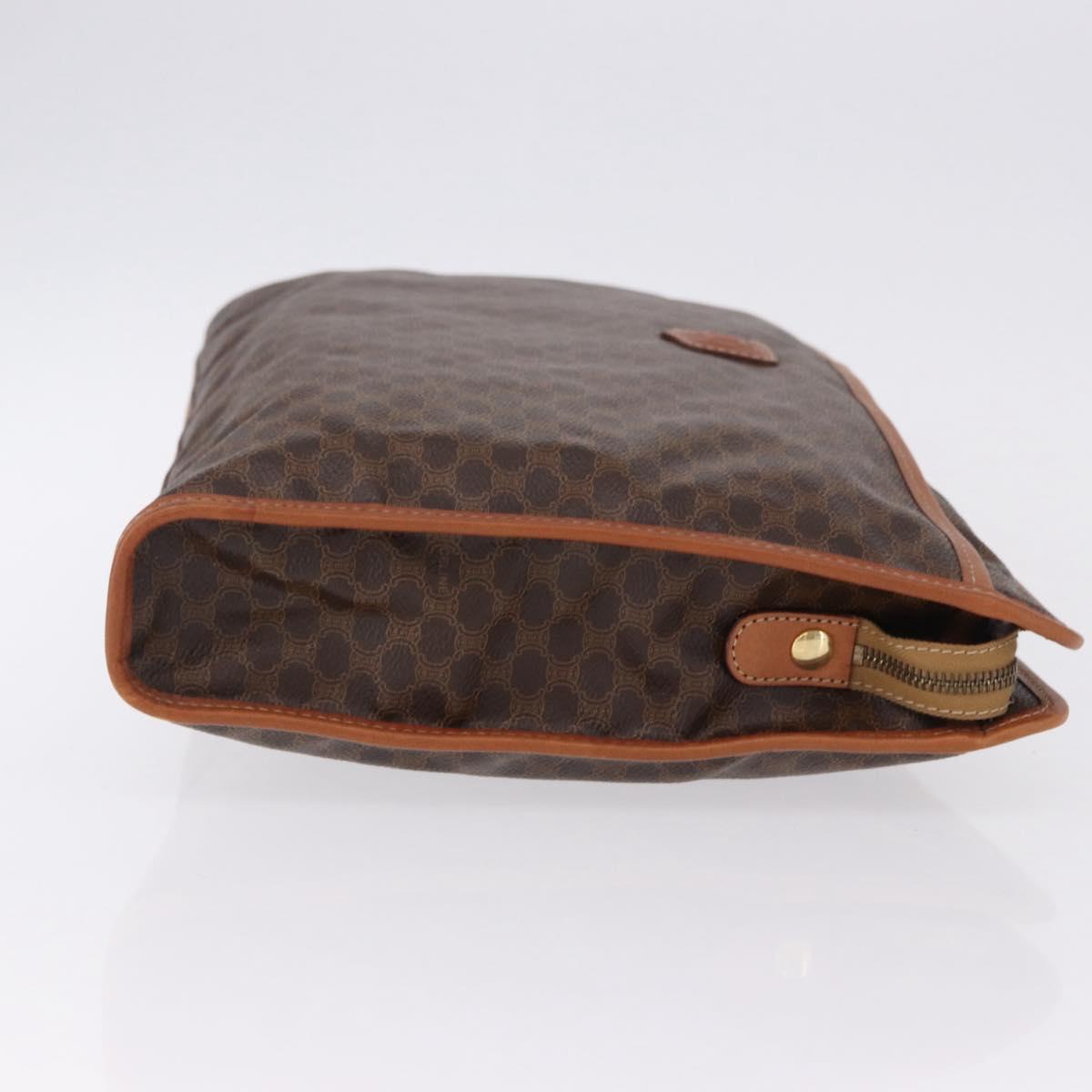 CELINE Macadam Clutch Bag PVC Leather Brown Gold Tone Auth 192724A