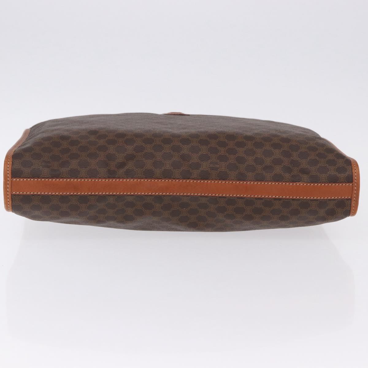 CELINE Macadam Clutch Bag PVC Leather Brown Gold Tone Auth 192724A