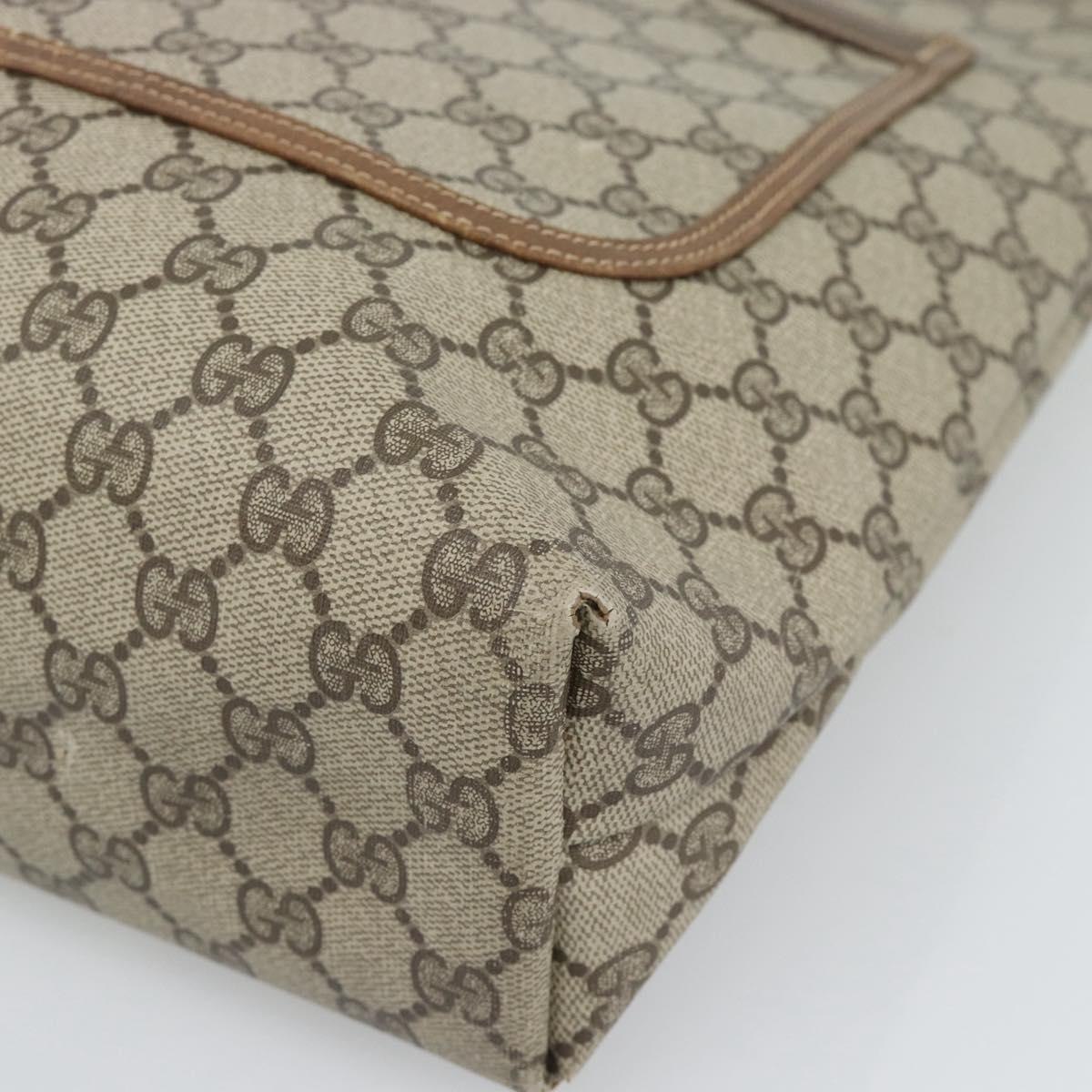 GUCCI GG Supreme Tote Bag PVC Leather Beige Auth 192725