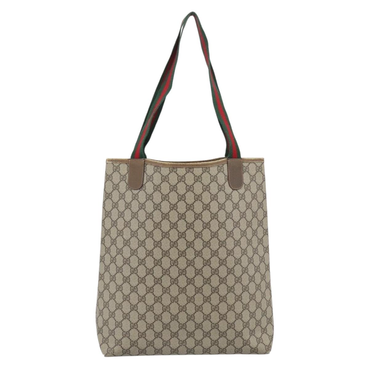 GUCCI GG Supreme Tote Bag PVC Leather Beige Auth 192725