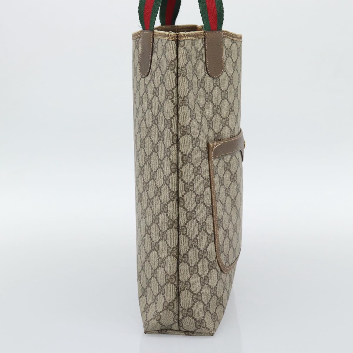 GUCCI GG Supreme Tote Bag PVC Leather Beige Auth 192725