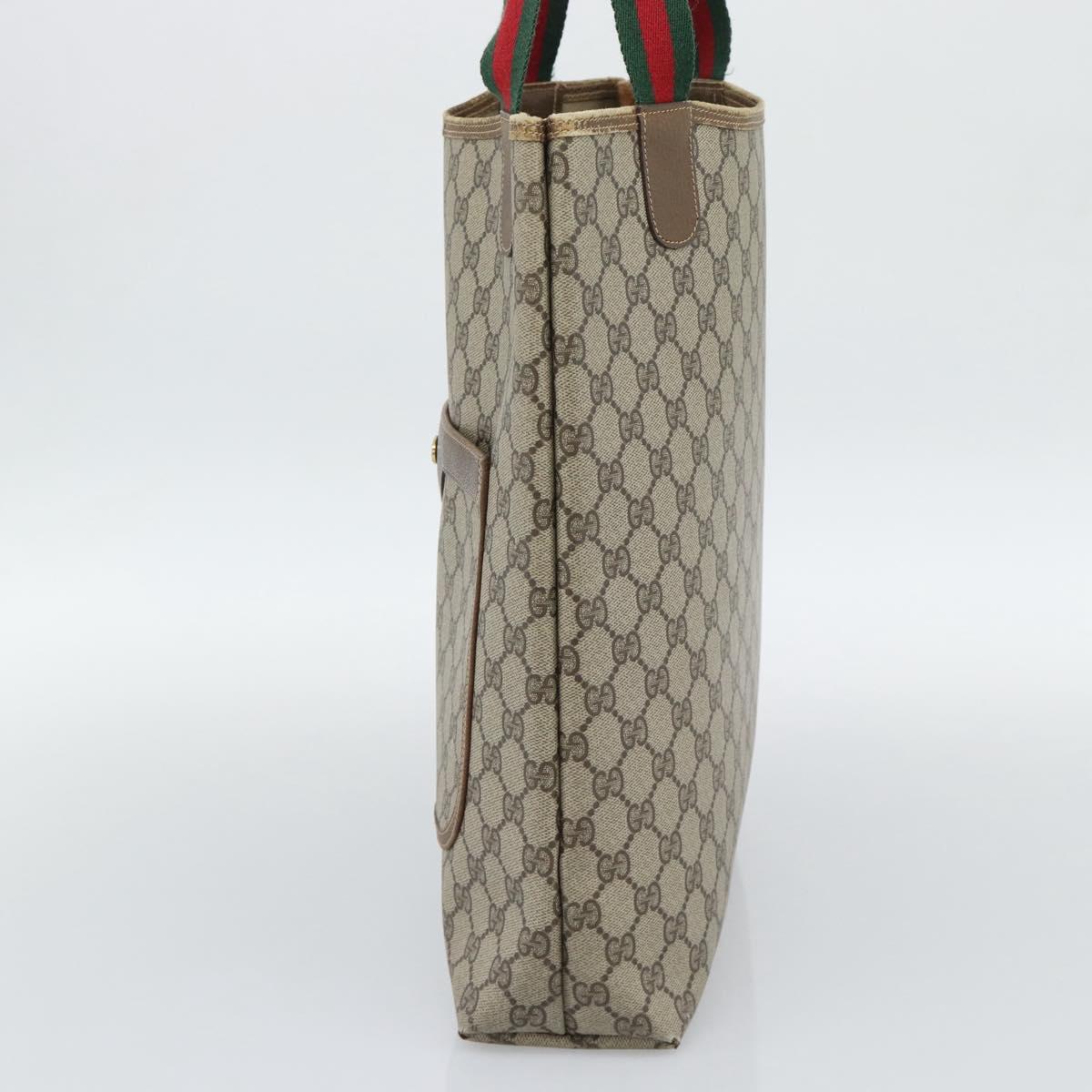 GUCCI GG Supreme Tote Bag PVC Leather Beige Auth 192725
