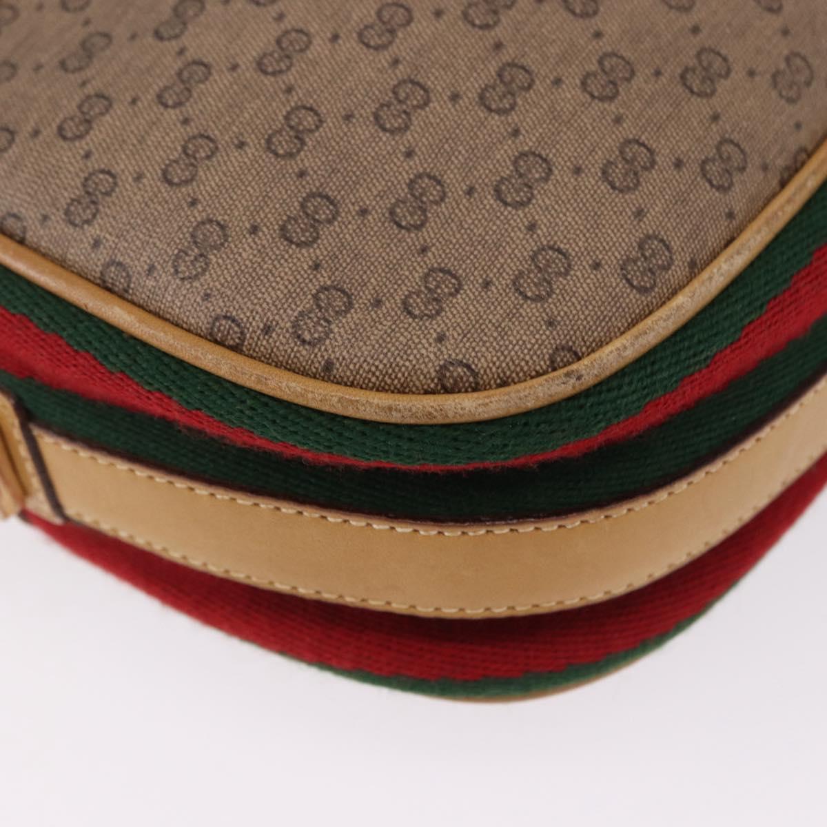 GUCCI Micro GG Shoulder Bag PVC Leather Beige Gold Tone Auth 192726