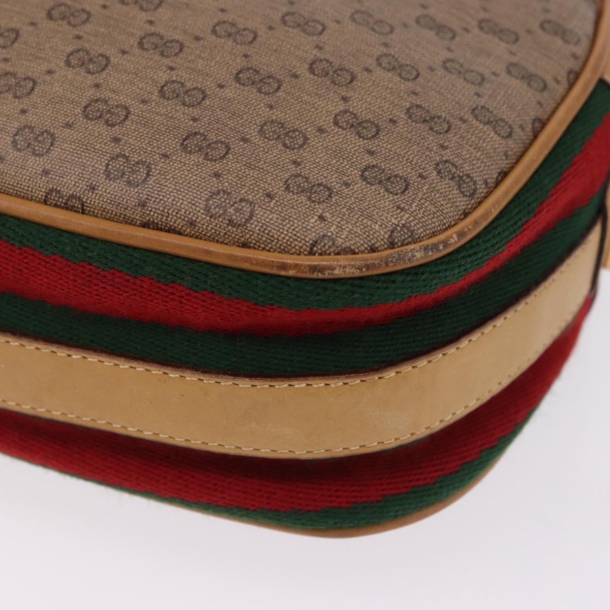 GUCCI Micro GG Shoulder Bag PVC Leather Beige Gold Tone Auth 192726