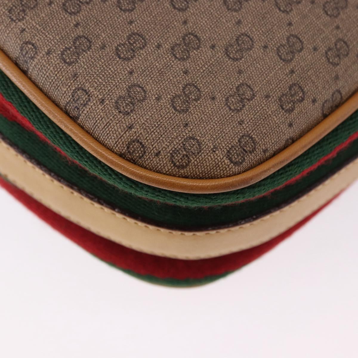 GUCCI Micro GG Shoulder Bag PVC Leather Beige Gold Tone Auth 192726