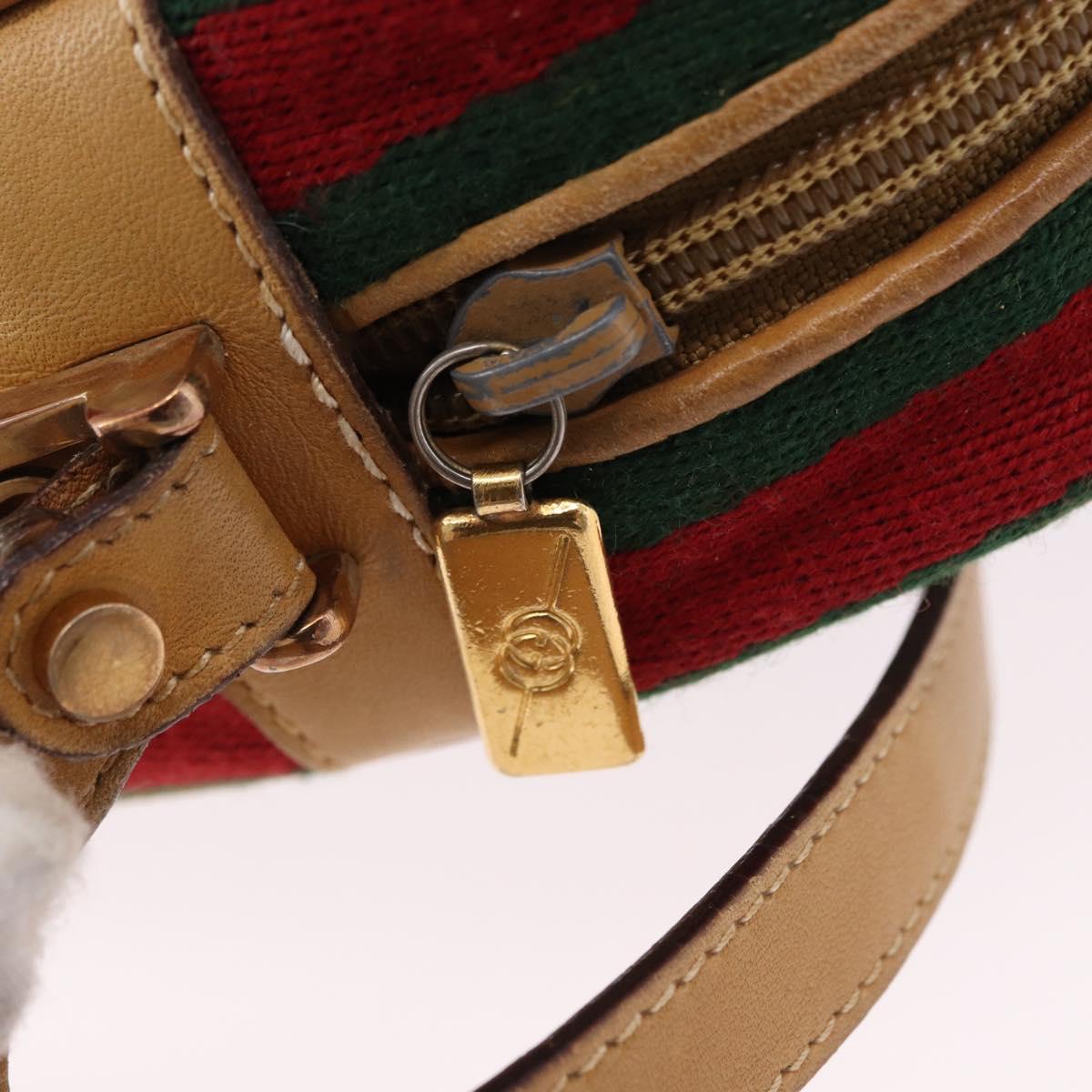 GUCCI Micro GG Shoulder Bag PVC Leather Beige Gold Tone Auth 192726