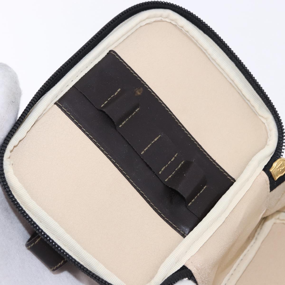 FENDI Zucca Canvas Vanity Cosmetic Pouch Brown Gold Tone Auth 192727