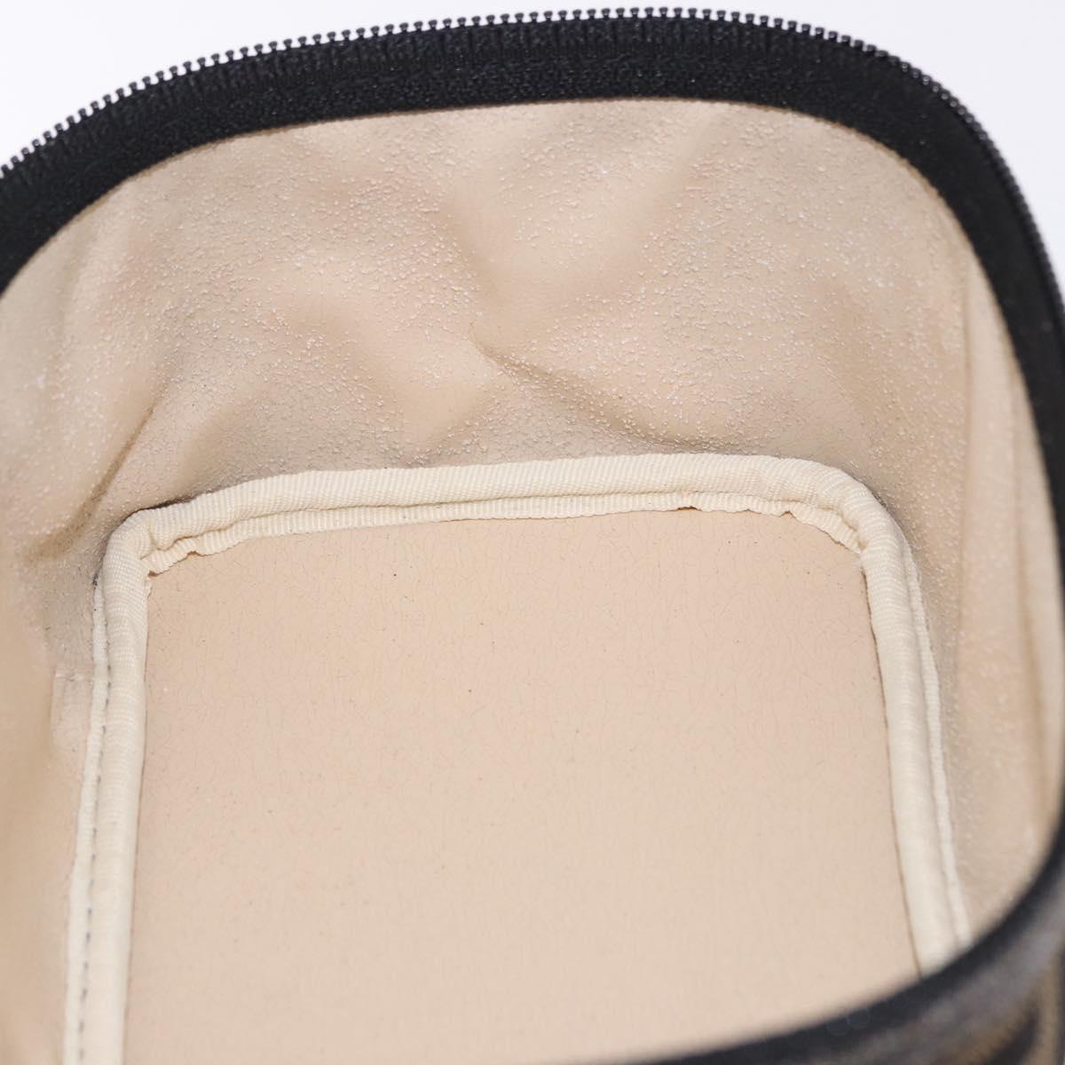 FENDI Zucca Canvas Vanity Cosmetic Pouch Brown Gold Tone Auth 192727