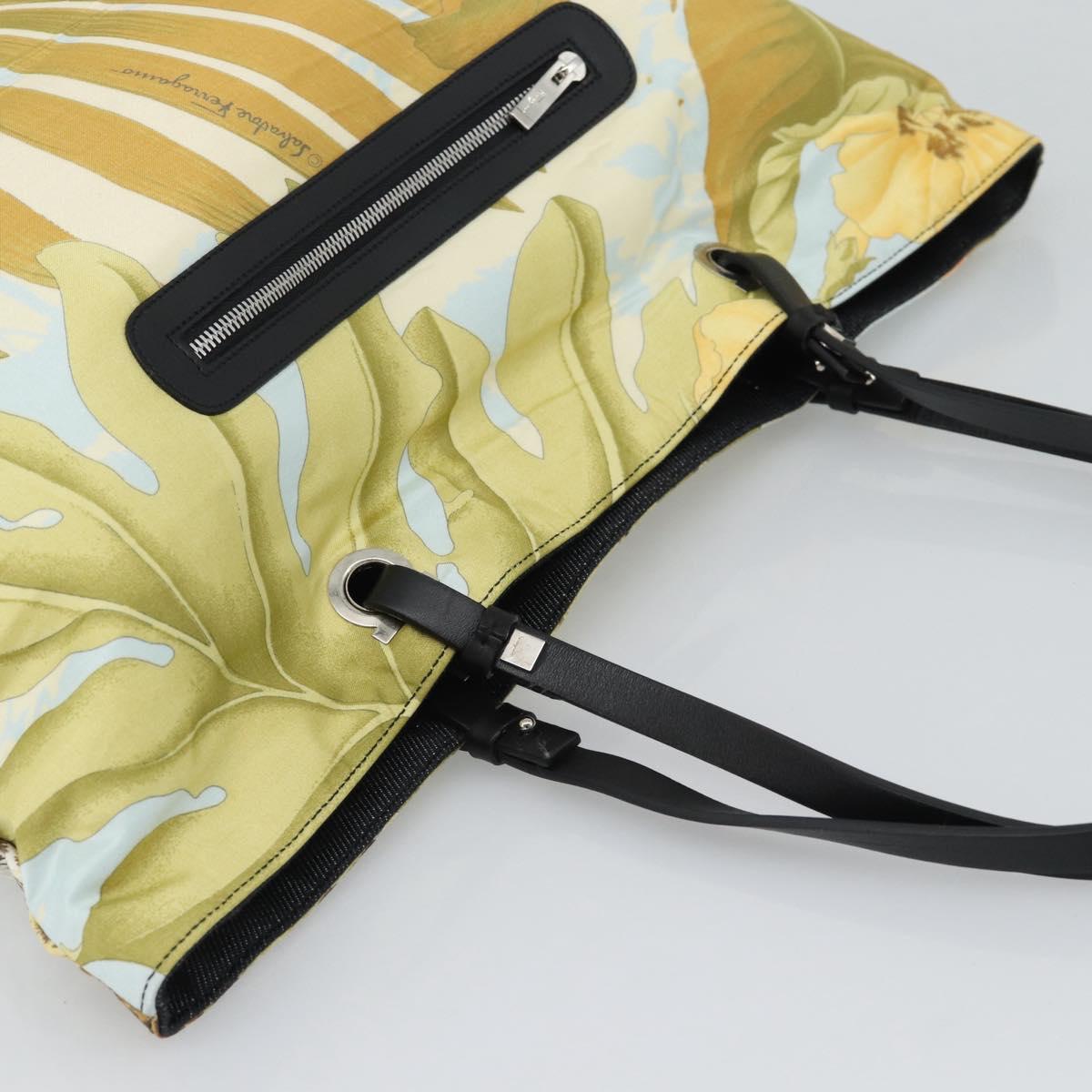 Salvatore Ferragamo Tote Bag Nylon Yellow Silver Auth 192729A