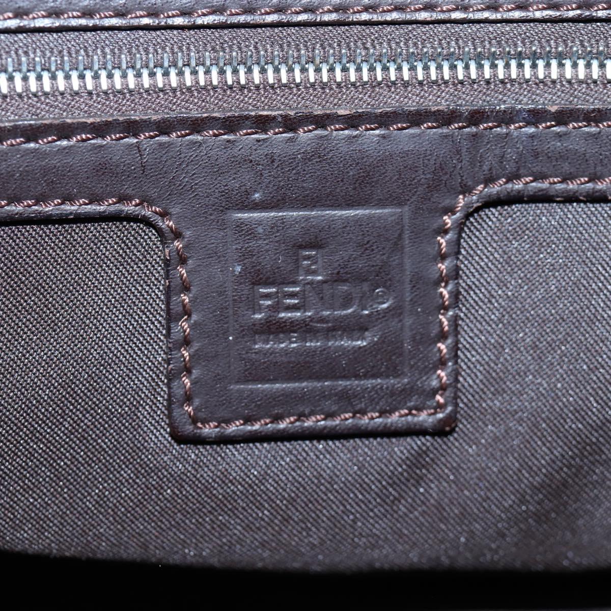 FENDI Zucca Canvas Mamma Baguette Shoulder Bag Brown Silver Auth 192730V