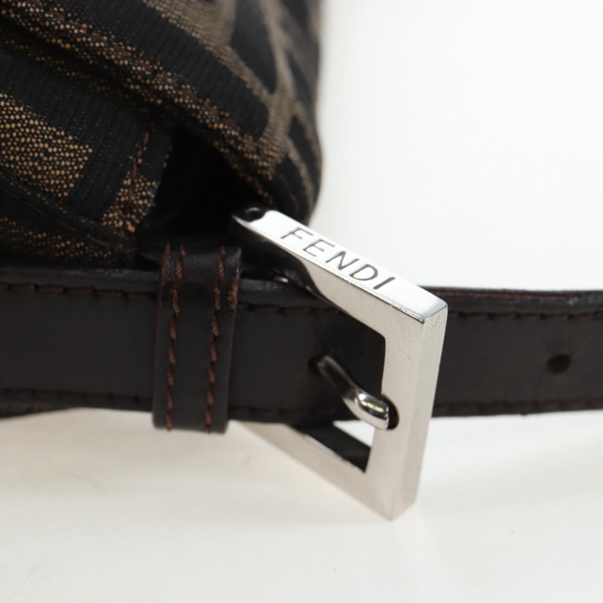 FENDI Zucca Canvas Mamma Baguette Shoulder Bag Brown Silver Auth 192730V