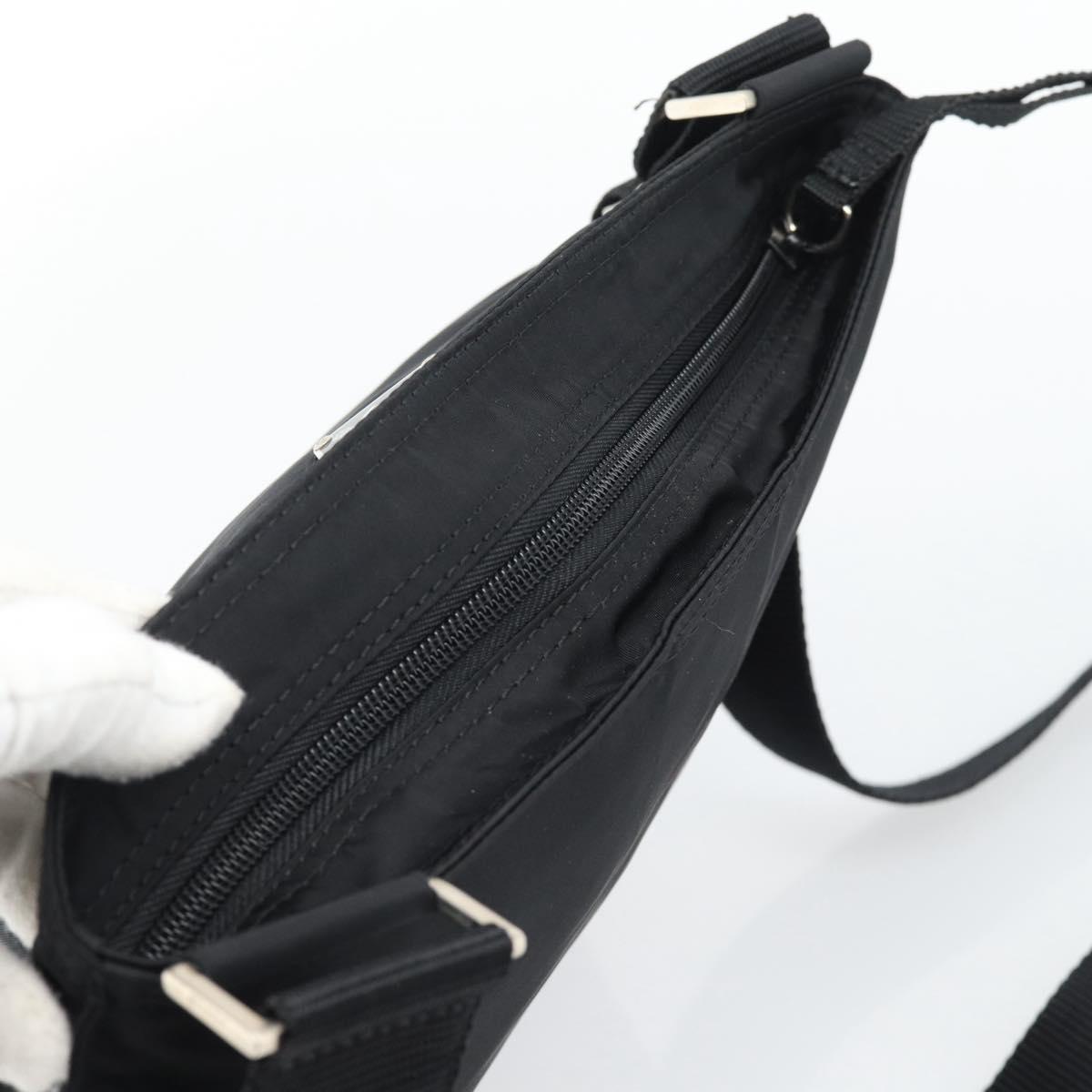 PRADA Shoulder Bag Nylon Black Silver Auth 192732A