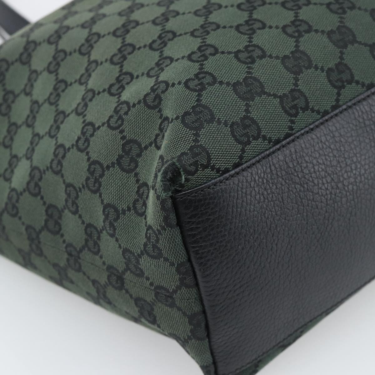 GUCCI GG Canvas Tote Bag Outlet Black Khaki 238696 Auth 192737