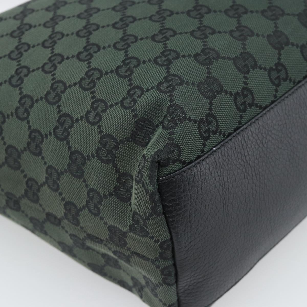 GUCCI GG Canvas Tote Bag Outlet Black Khaki 238696 Auth 192737