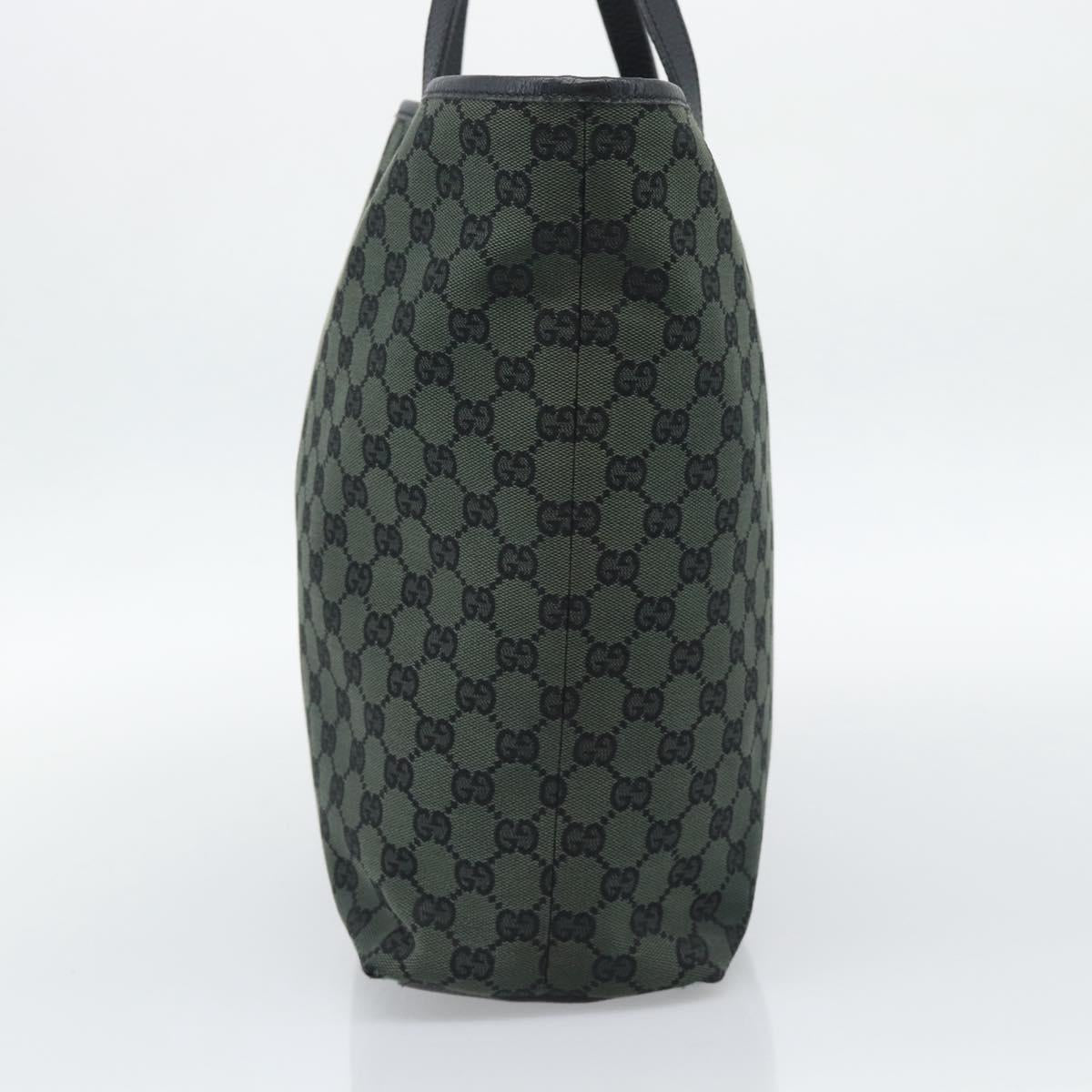 GUCCI GG Canvas Tote Bag Outlet Black Khaki 238696 Auth 192737