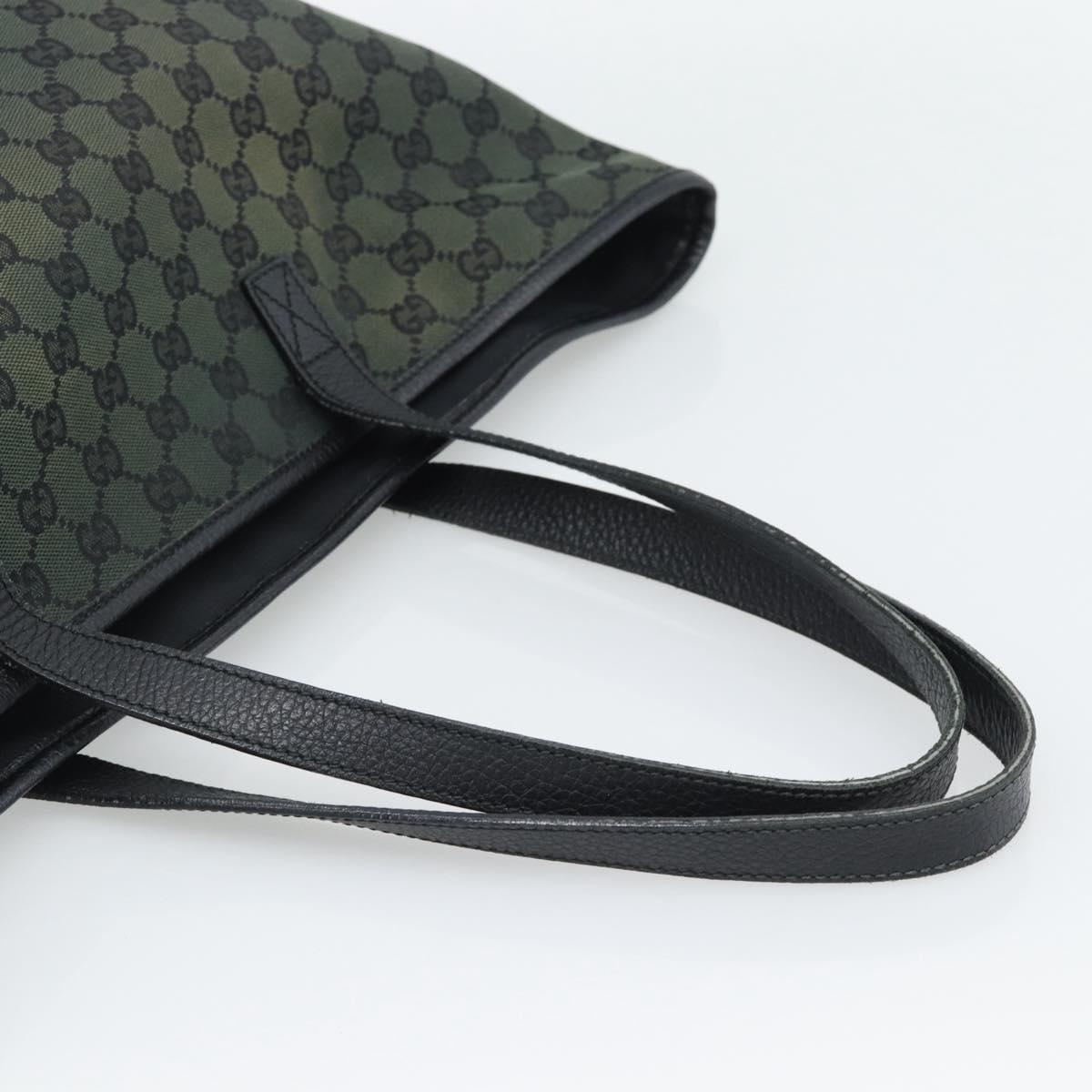 GUCCI GG Canvas Tote Bag Outlet Black Khaki 238696 Auth 192737