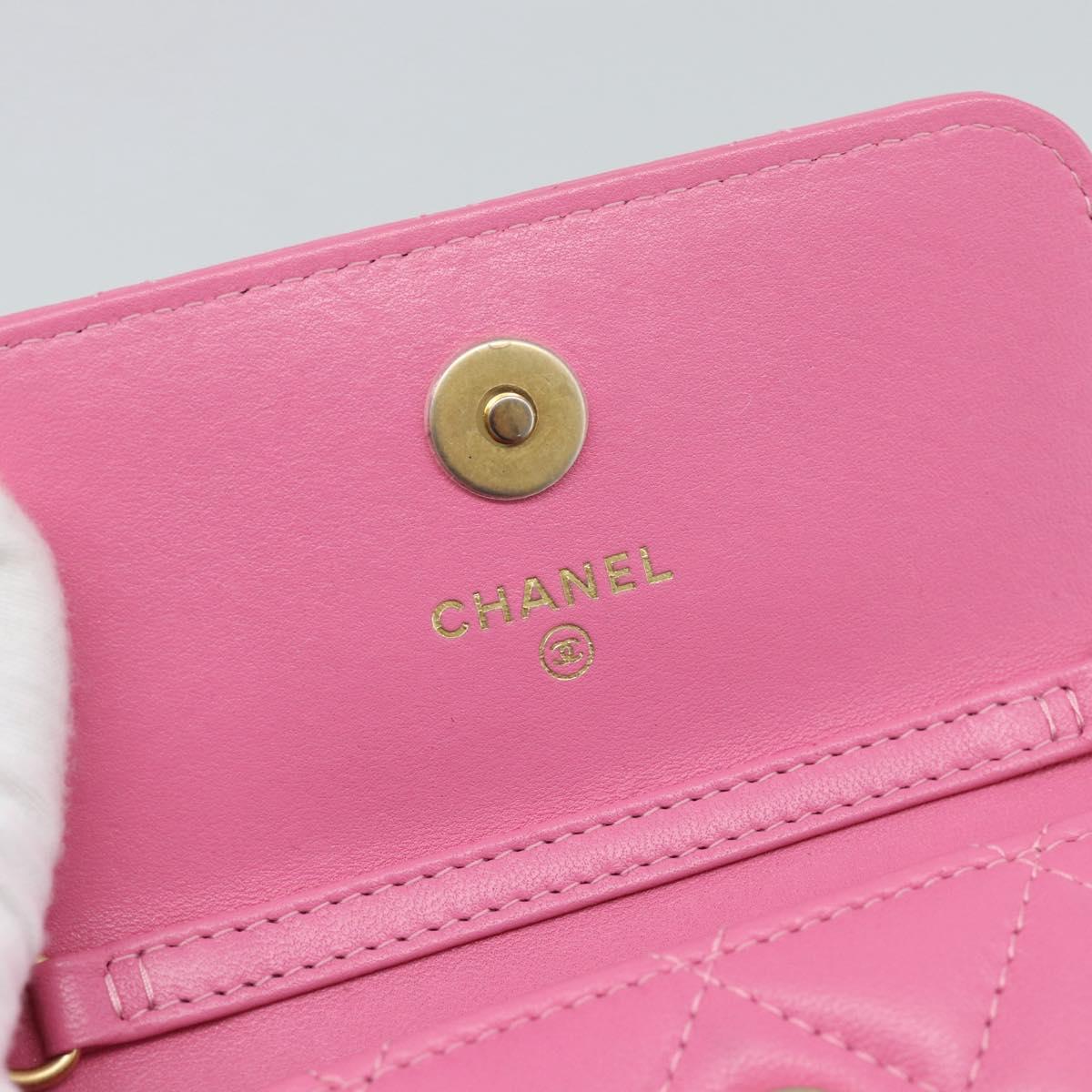 CHANEL Matelasse Chain Shoulder Bag Lamb Skin Pink Gold Tone CC Auth 192738M
