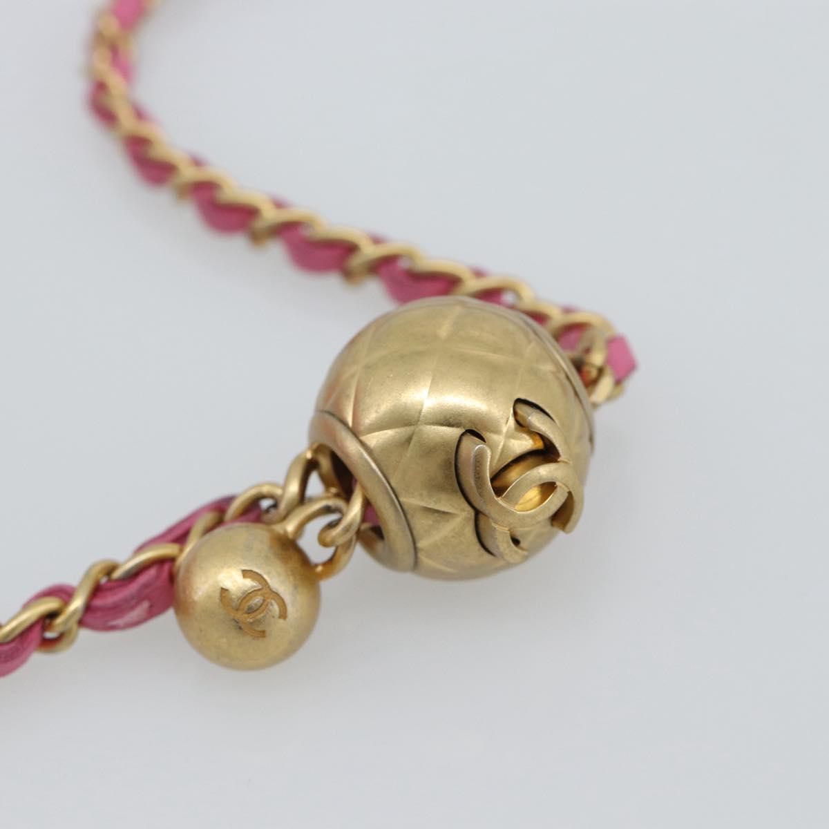 CHANEL Matelasse Chain Shoulder Bag Lamb Skin Pink Gold Tone CC Auth 192738M