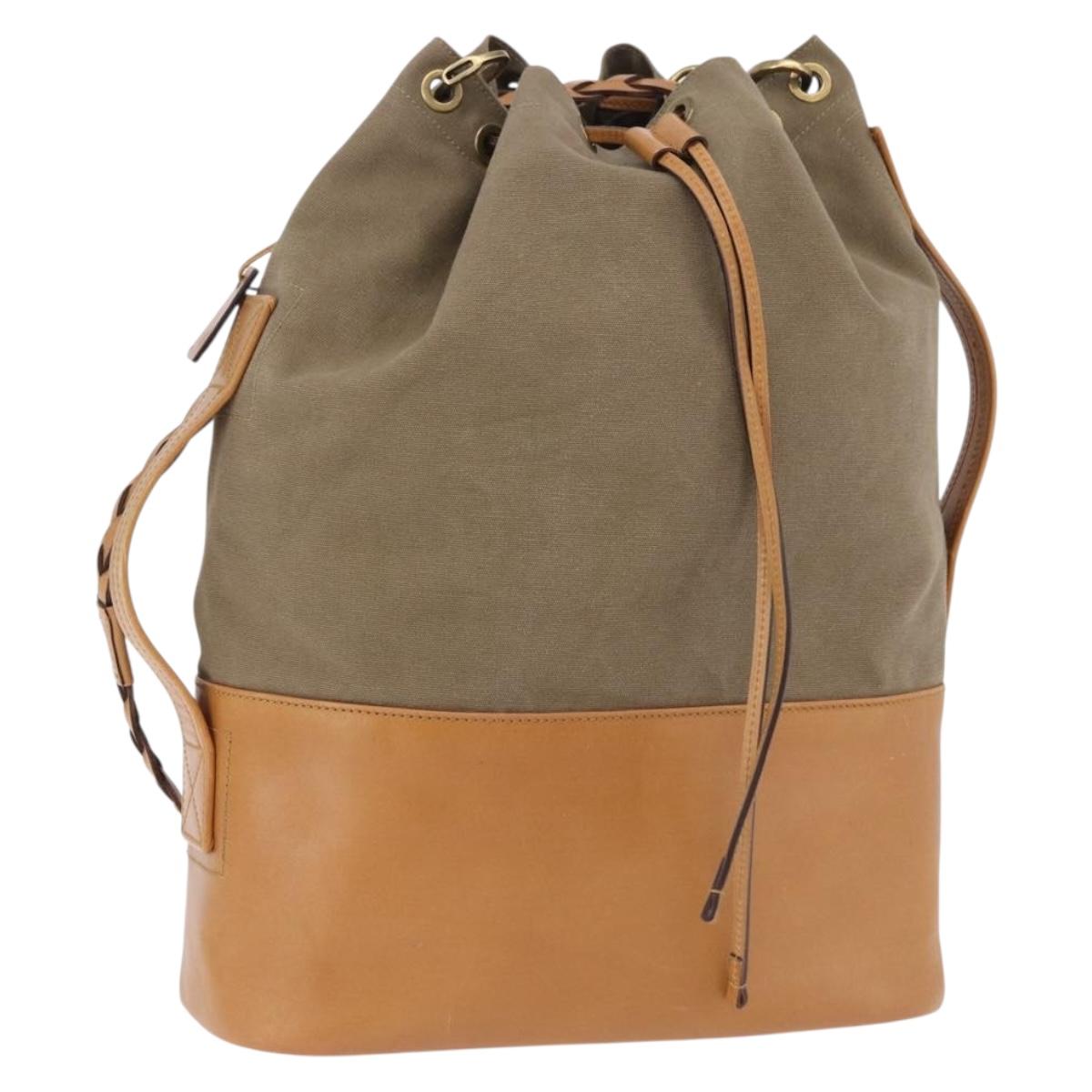 GUCCI Shoulder Bag Canvas Green Beige 110233 Auth 192739A