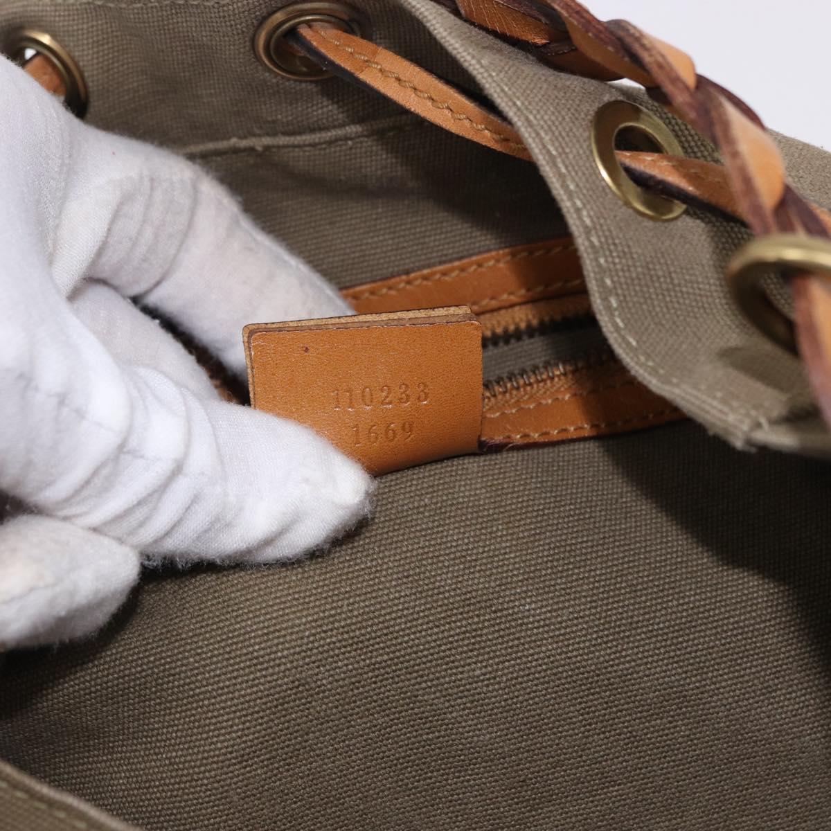 GUCCI Shoulder Bag Canvas Green Beige 110233 Auth 192739A