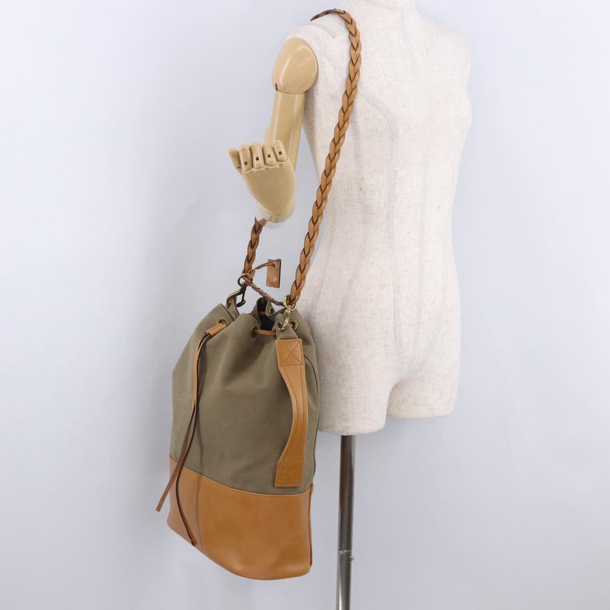 GUCCI Shoulder Bag Canvas Green Beige 110233 Auth 192739A