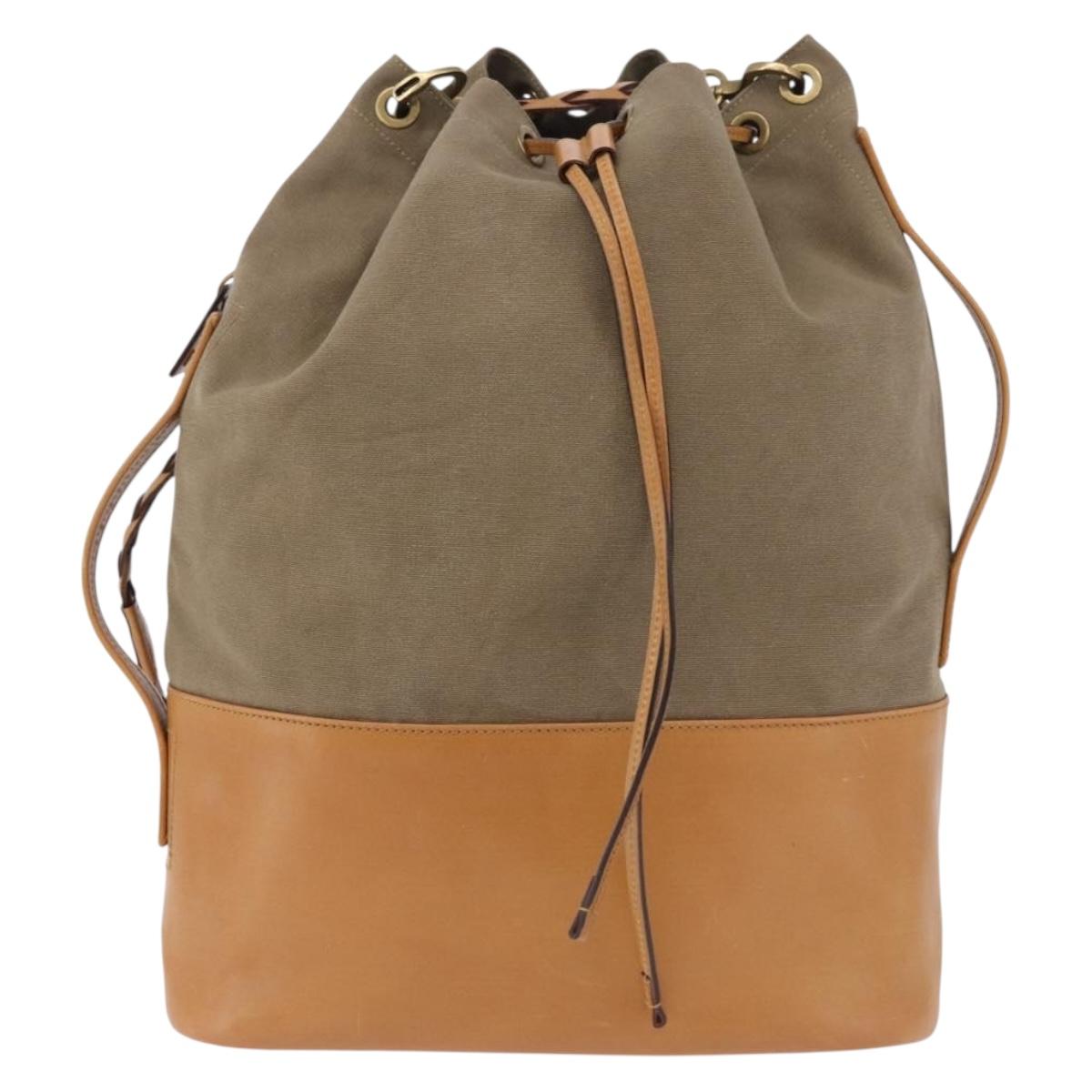GUCCI Shoulder Bag Canvas Green Beige 110233 Auth 192739A