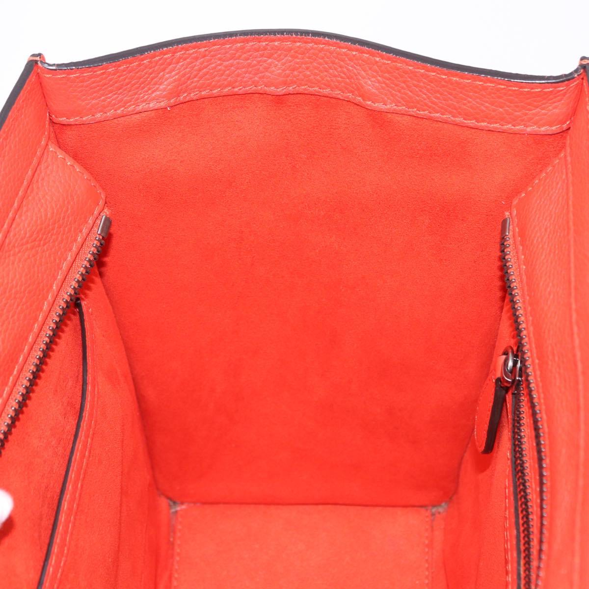 CELINE Luggage Micro Shopper Hand Bag Leather Red Silver Auth 192740A