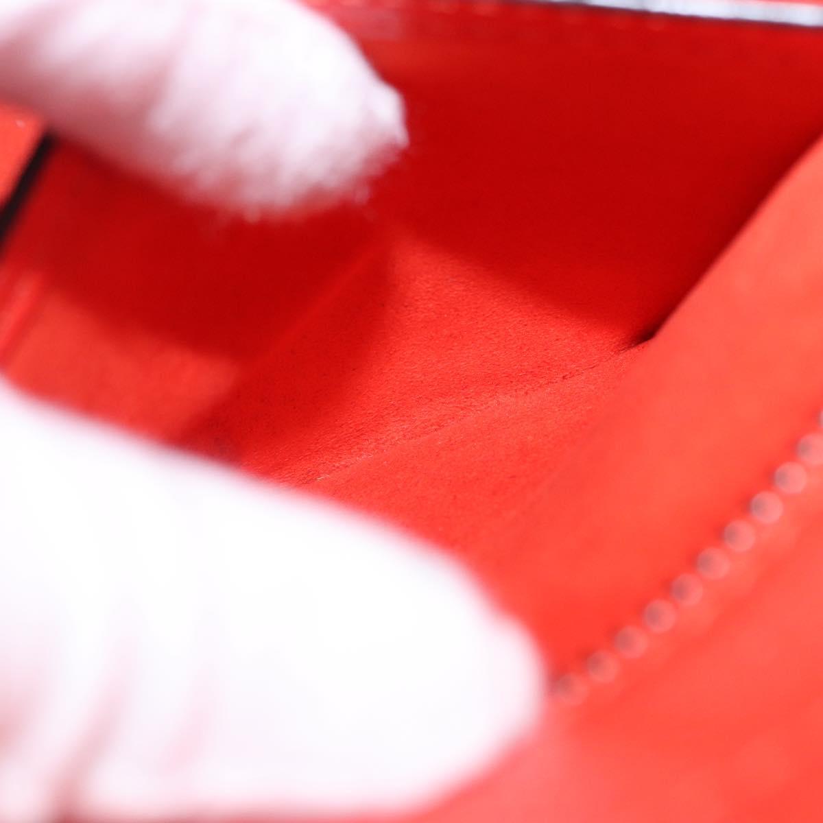 CELINE Luggage Micro Shopper Hand Bag Leather Red Silver Auth 192740A
