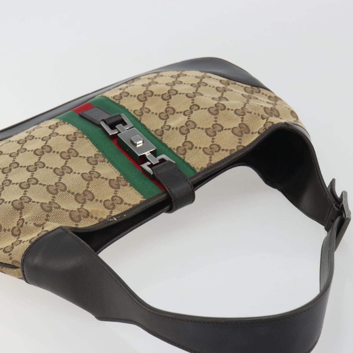 GUCCI GG Canvas Jackie Webb Sherry Line Bag Beige Silver 001 3306 Auth 192743V