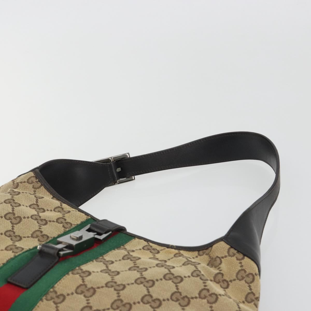 GUCCI GG Canvas Jackie Webb Sherry Line Bag Beige Silver 001 3306 Auth 192743V