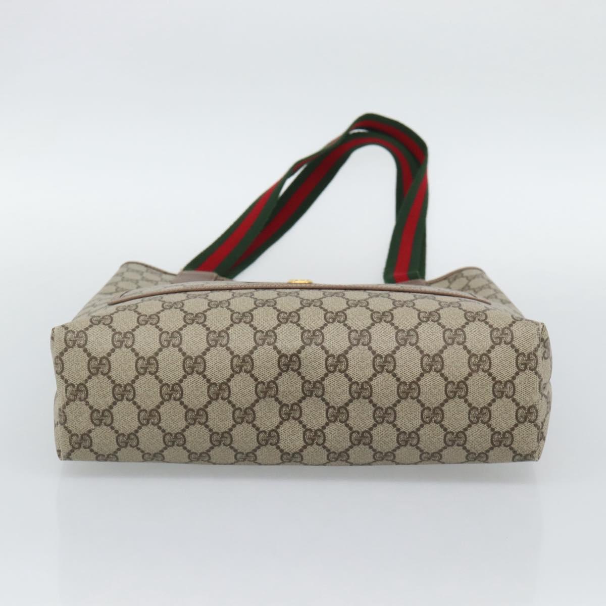 GUCCI GG Supreme Tote Bag PVC Leather Beige Auth 192744