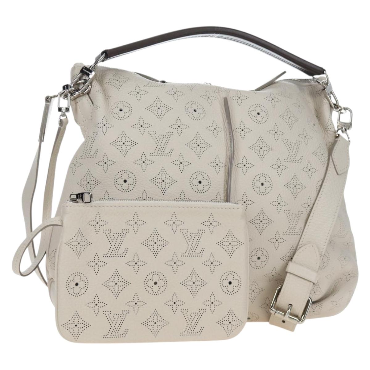 LOUIS VUITTON Mahina Selene MM Bag Leather Beige Sabre M97141 LV Auth 192746V