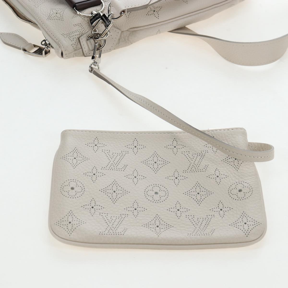 LOUIS VUITTON Mahina Selene MM Bag Leather Beige Sabre M97141 LV Auth 192746V