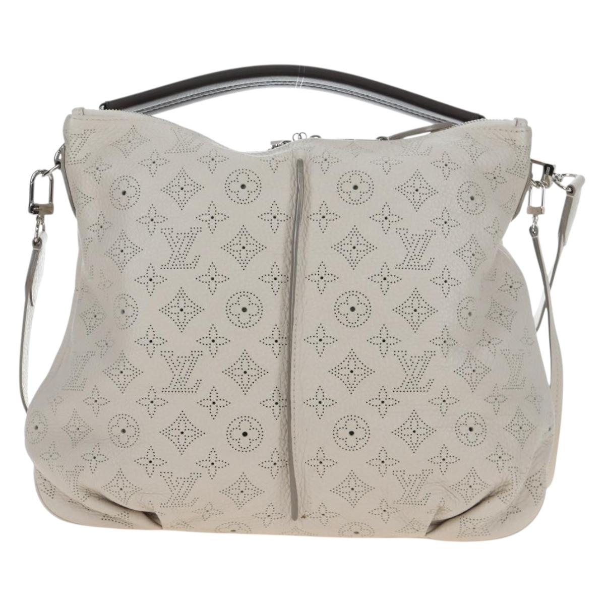LOUIS VUITTON Mahina Selene MM Bag Leather Beige Sabre M97141 LV Auth 192746V