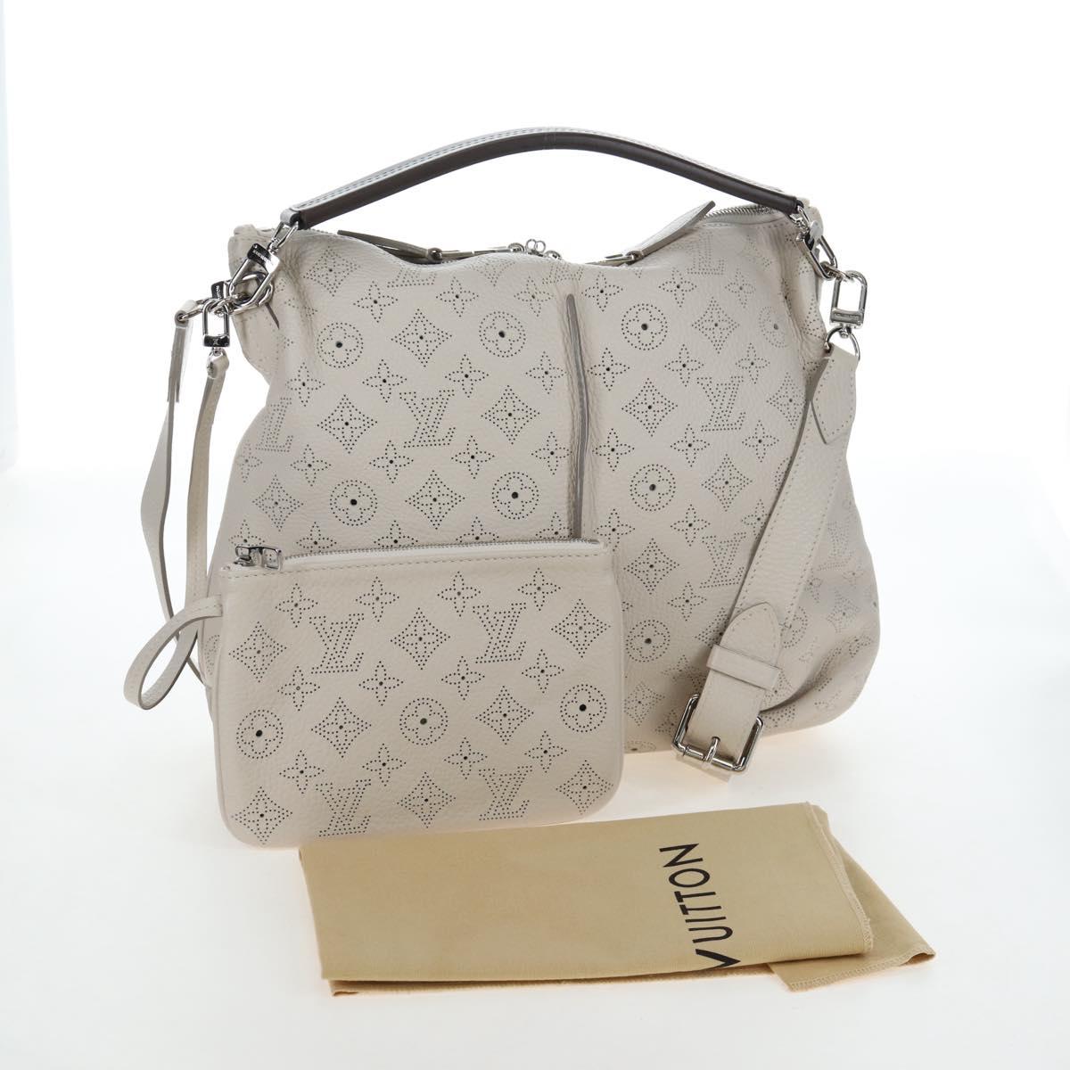 LOUIS VUITTON Mahina Selene MM Bag Leather Beige Sabre M97141 LV Auth 192746V