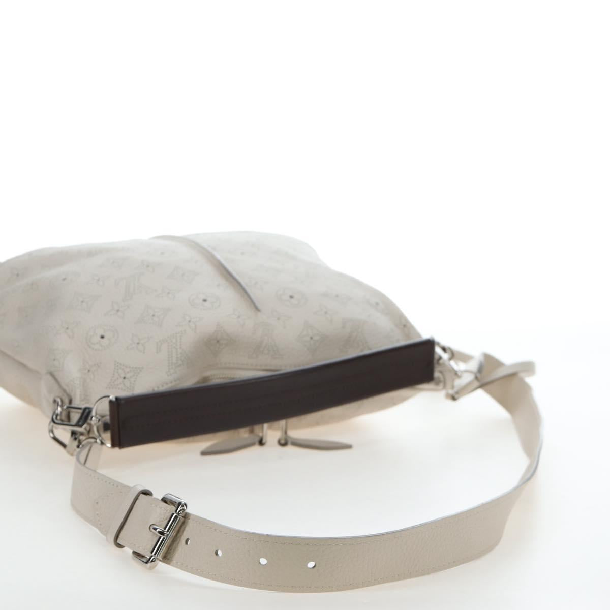 LOUIS VUITTON Mahina Selene MM Bag Leather Beige Sabre M97141 LV Auth 192746V
