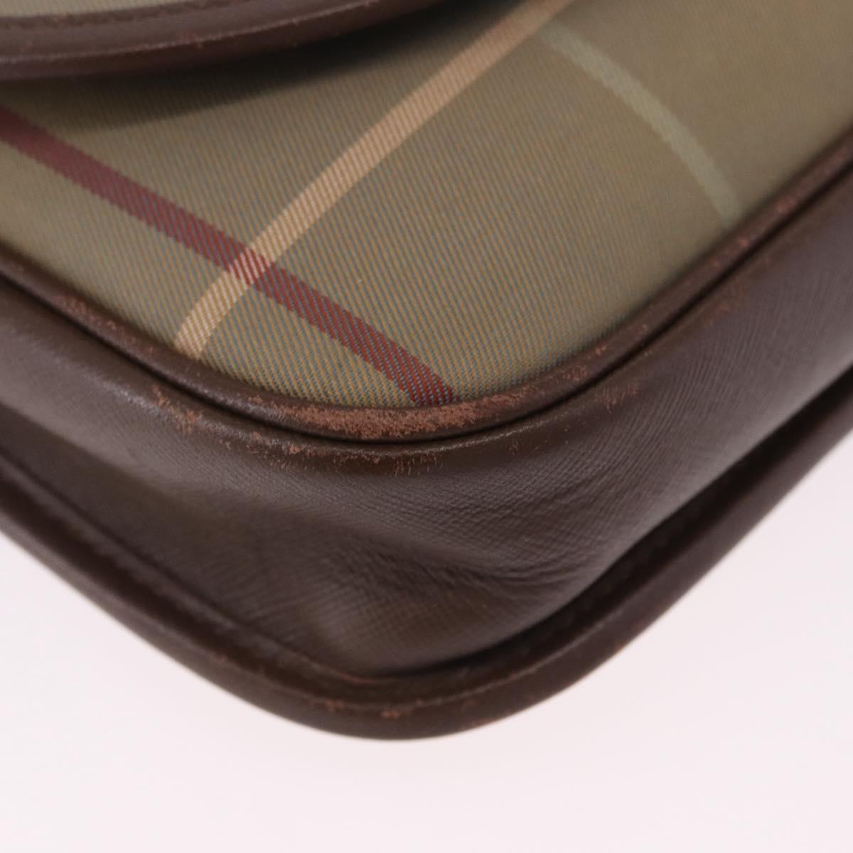 Burberrys Nova Check Shoulder Bag Canvas Brown Gold Tone Auth 192747