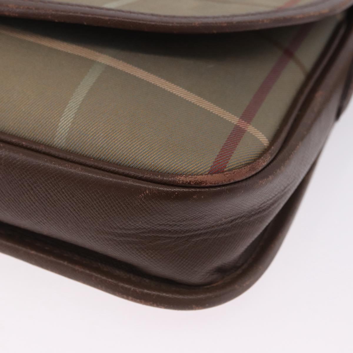 Burberrys Nova Check Shoulder Bag Canvas Brown Gold Tone Auth 192747