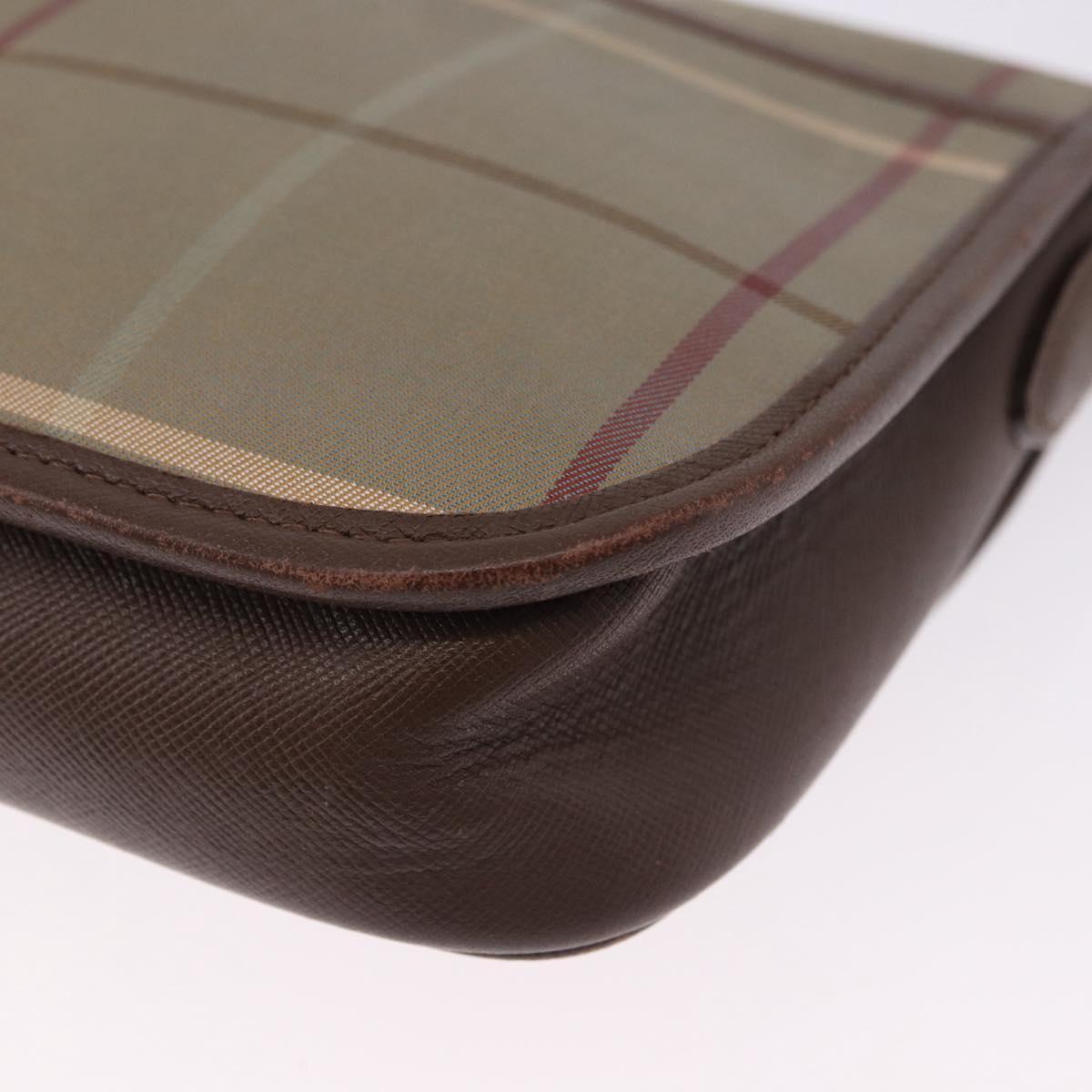 Burberrys Nova Check Shoulder Bag Canvas Brown Gold Tone Auth 192747