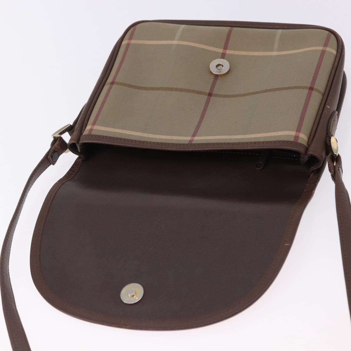 Burberrys Nova Check Shoulder Bag Canvas Brown Gold Tone Auth 192747