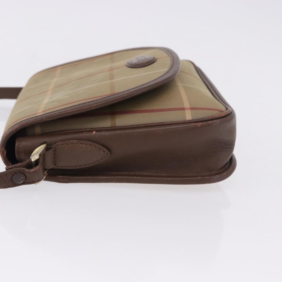 Burberrys Nova Check Shoulder Bag Canvas Brown Gold Tone Auth 192747
