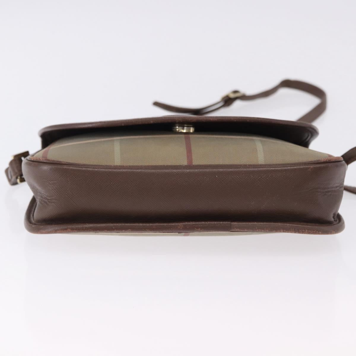 Burberrys Nova Check Shoulder Bag Canvas Brown Gold Tone Auth 192747