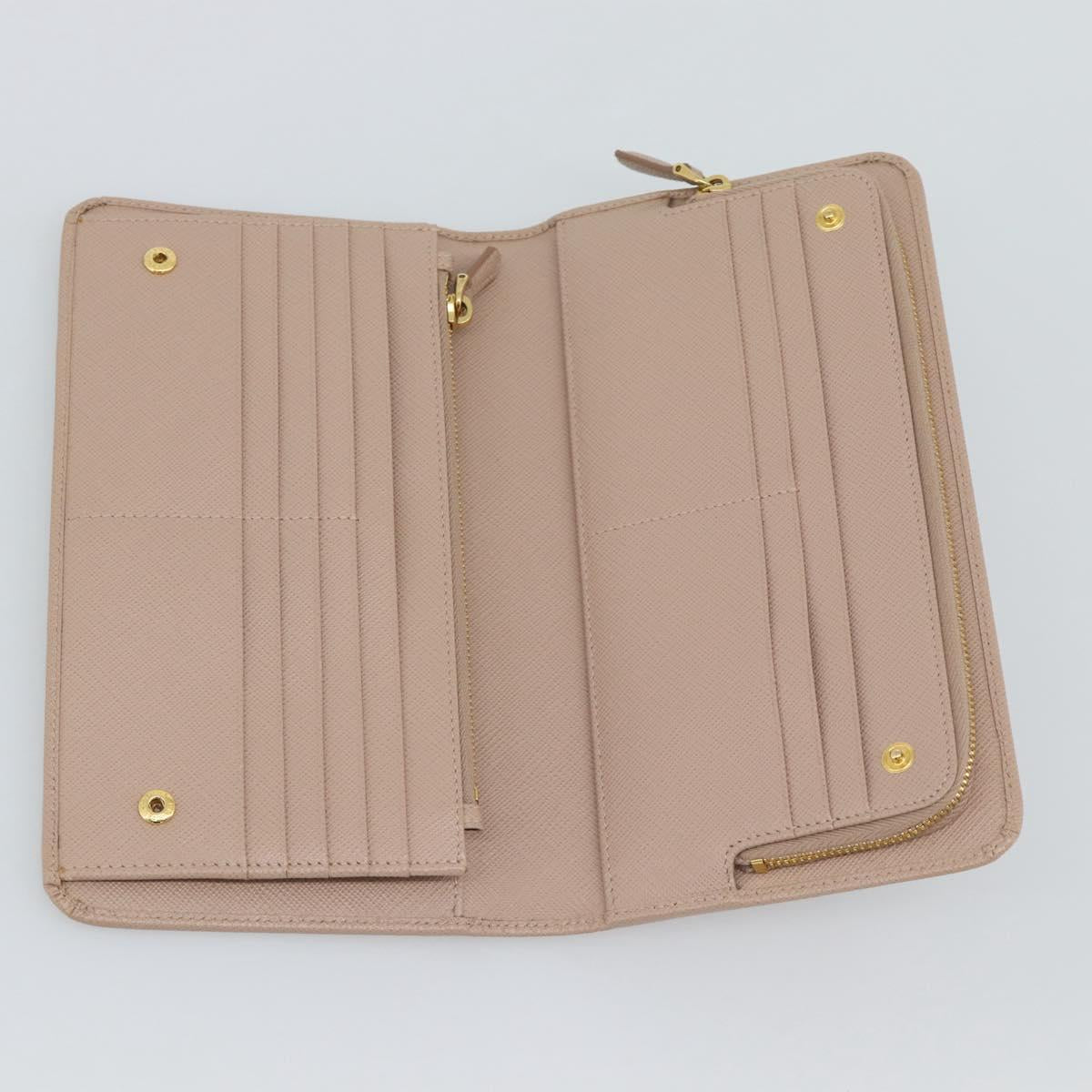 PRADA Long Wallet Safifano leather Pink Gold Tone Auth 192748M