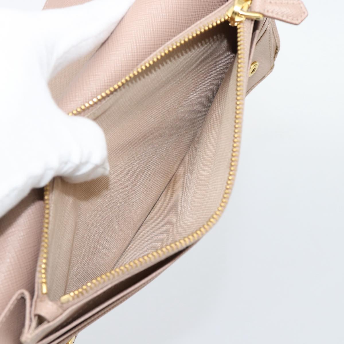 PRADA Long Wallet Safifano leather Pink Gold Tone Auth 192748M