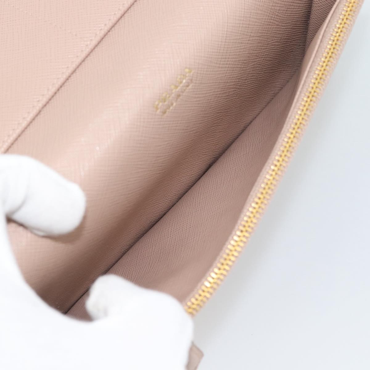 PRADA Long Wallet Safifano leather Pink Gold Tone Auth 192748M