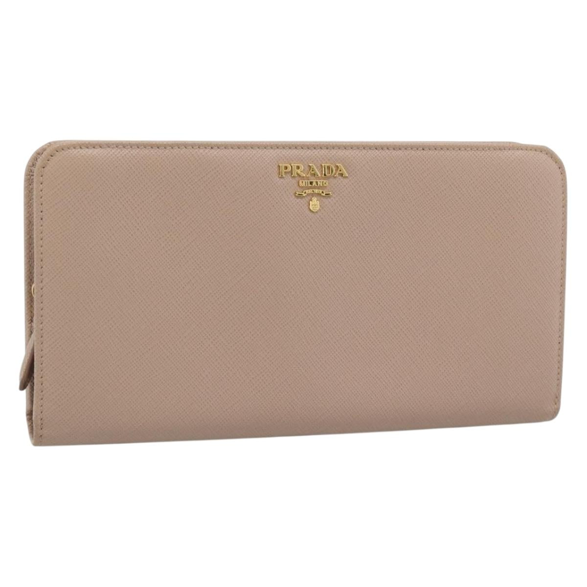 PRADA Long Wallet Safifano leather Pink Gold Tone Auth 192748M