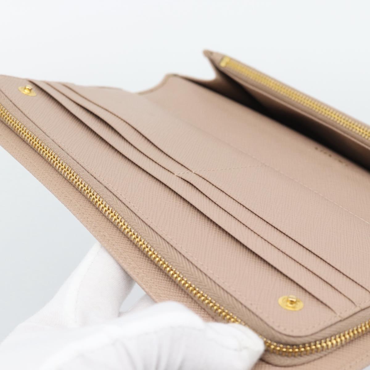 PRADA Long Wallet Safifano leather Pink Gold Tone Auth 192748M