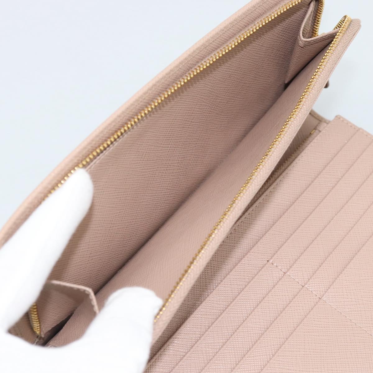 PRADA Long Wallet Safifano leather Pink Gold Tone Auth 192748M