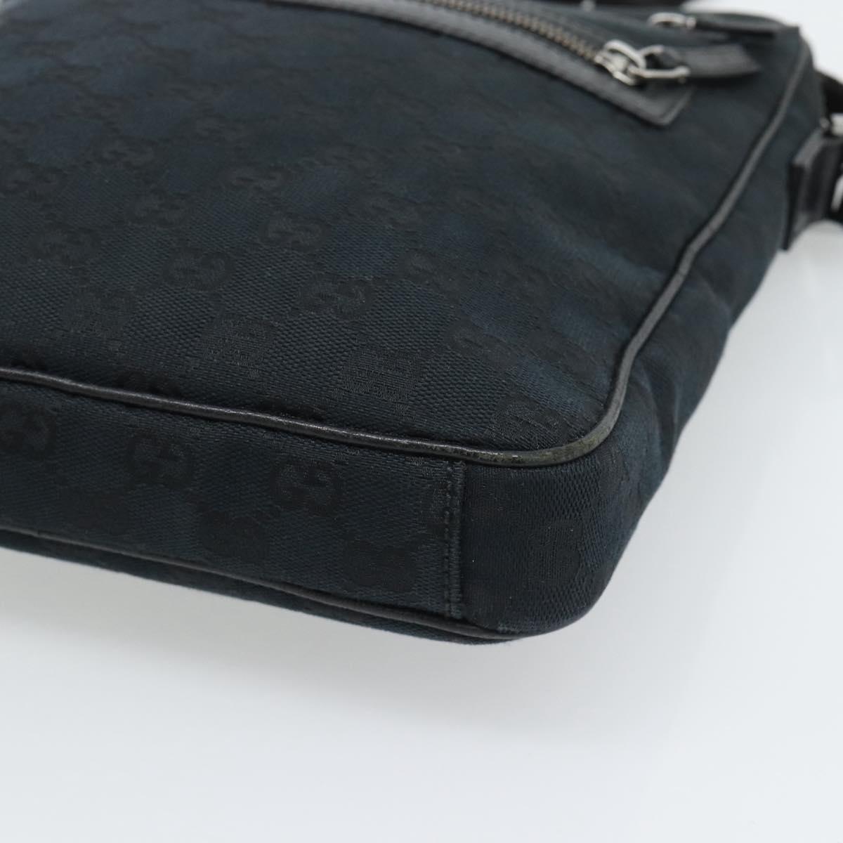 GUCCI GG Canvas Shoulder Bag Black Silver 92551 Auth 192749